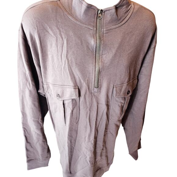 Rustic Ridge Mens Size 2XL Brown Cotton Half Zip Pullover Shirt Button Pockets - Picture 8 of 11